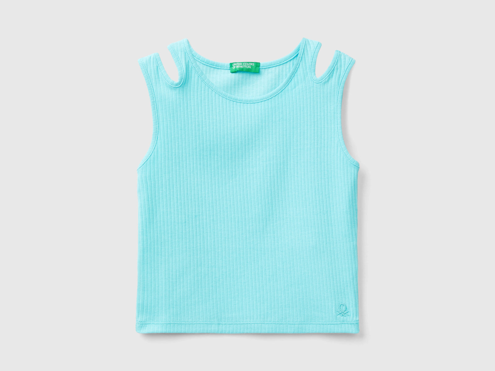 Canotta cut out a costine da bambina turchese | Benetton Outlet