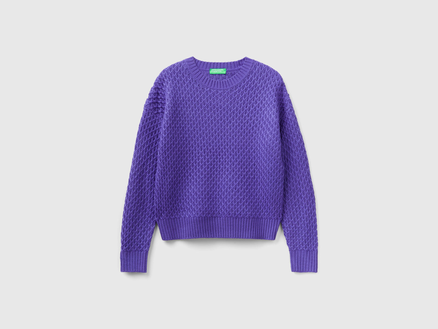 Maglia lavorata boxy fit da donna viola | Benetton Outlet
