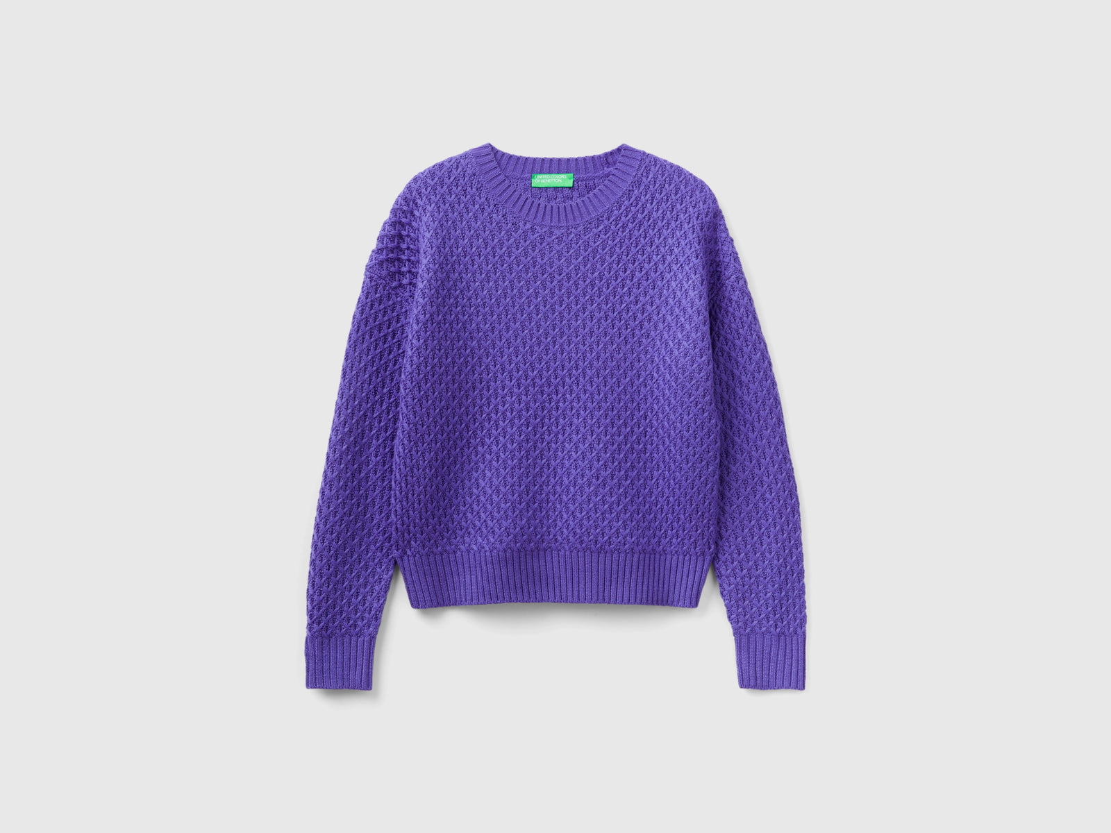 Maglia lavorata boxy fit da donna viola | Benetton Outlet