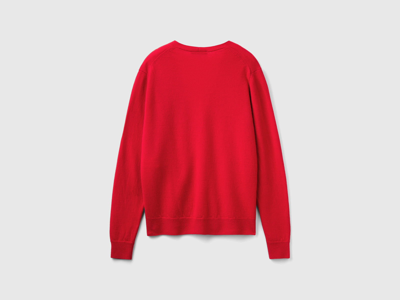 Cardigan scollo a V prugna in pura lana Merino da donna rosso 2 | Benetton Outlet