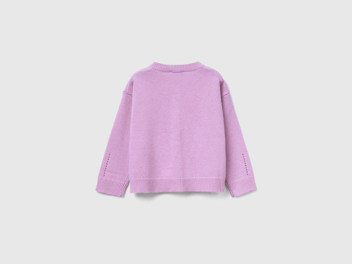 Cardigan in misto lana con trafori