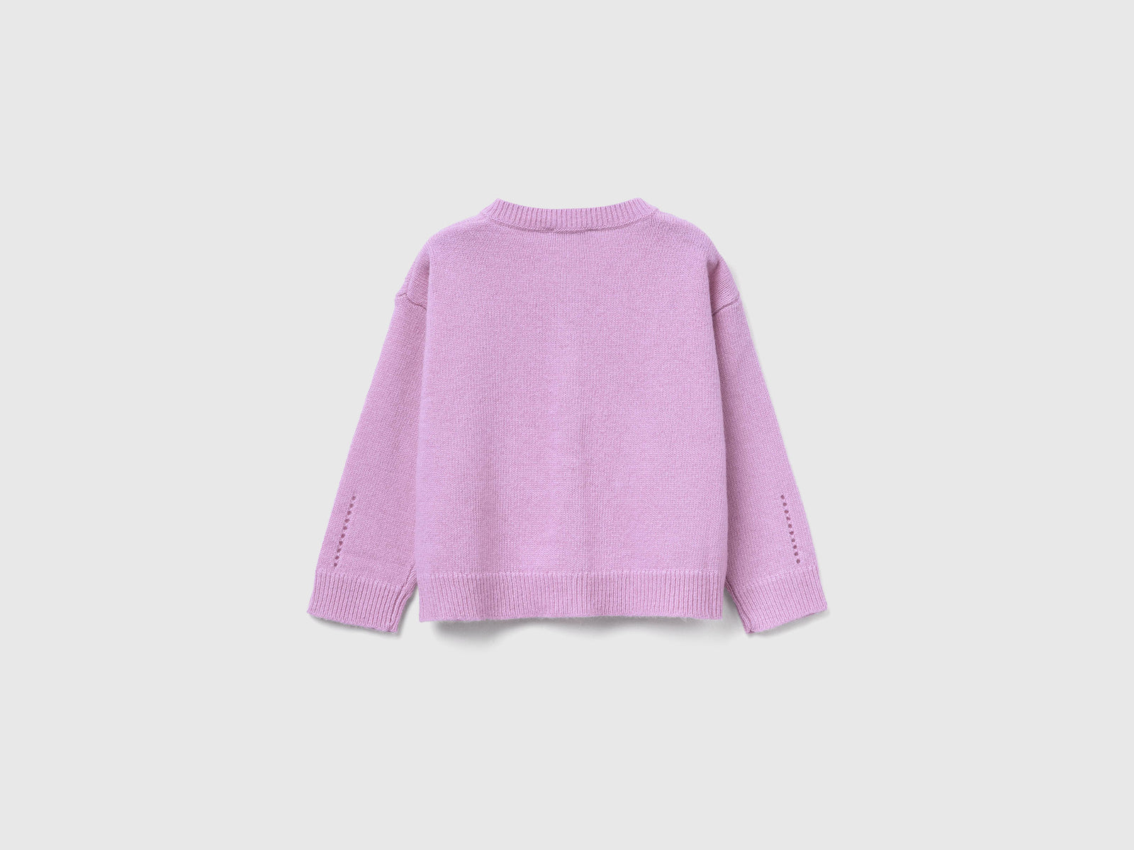 Cardigan in misto lana con trafori da bimba lavanda 2 | Benetton Outlet