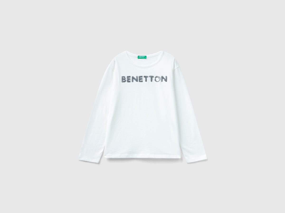T-shirt in caldo cotone bio con paillettes