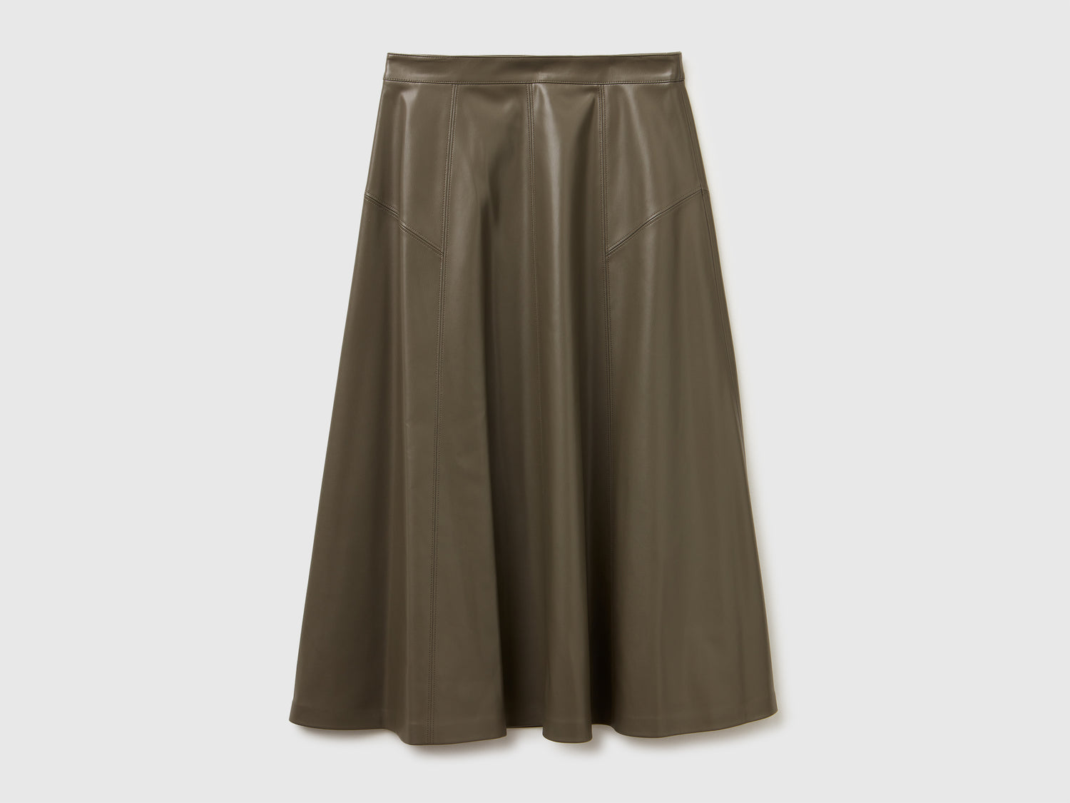 Gonna in tessuto spalmato da donna verde militare | Benetton Outlet