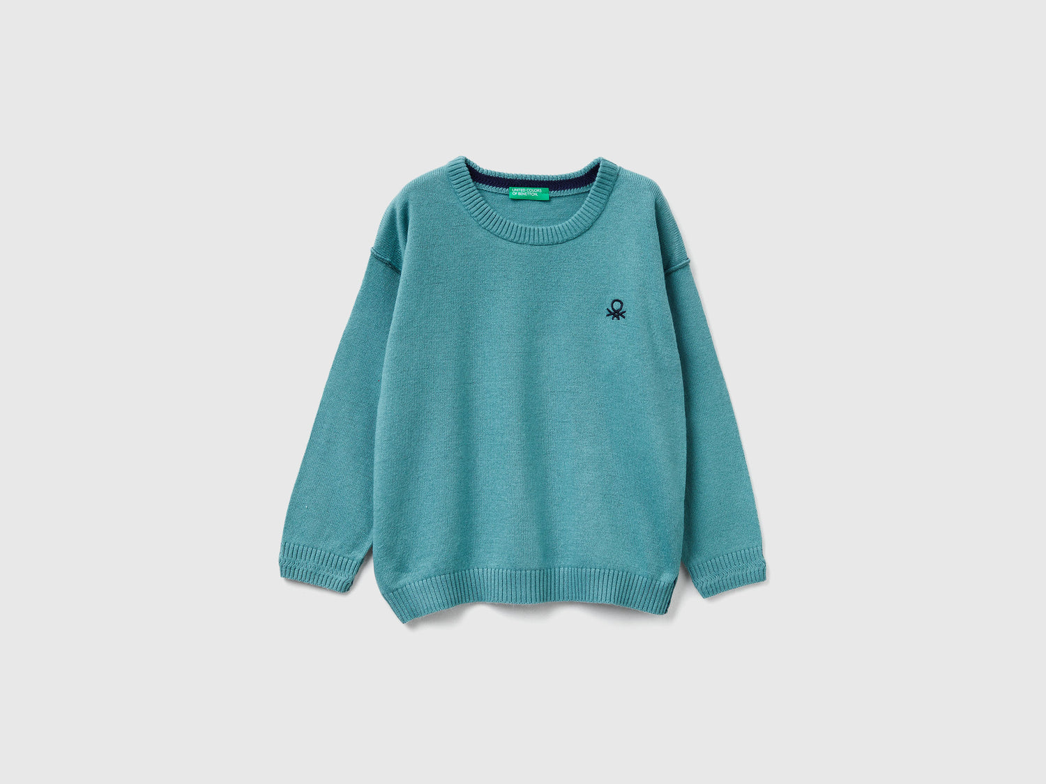 Maglia girocollo con ricamo da bimbo avio | Benetton Outlet