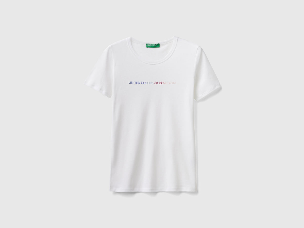T-shirt 100% cotone con stampa logo glitter