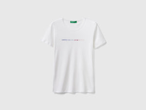 T-shirt 100% cotone con stampa logo glitter