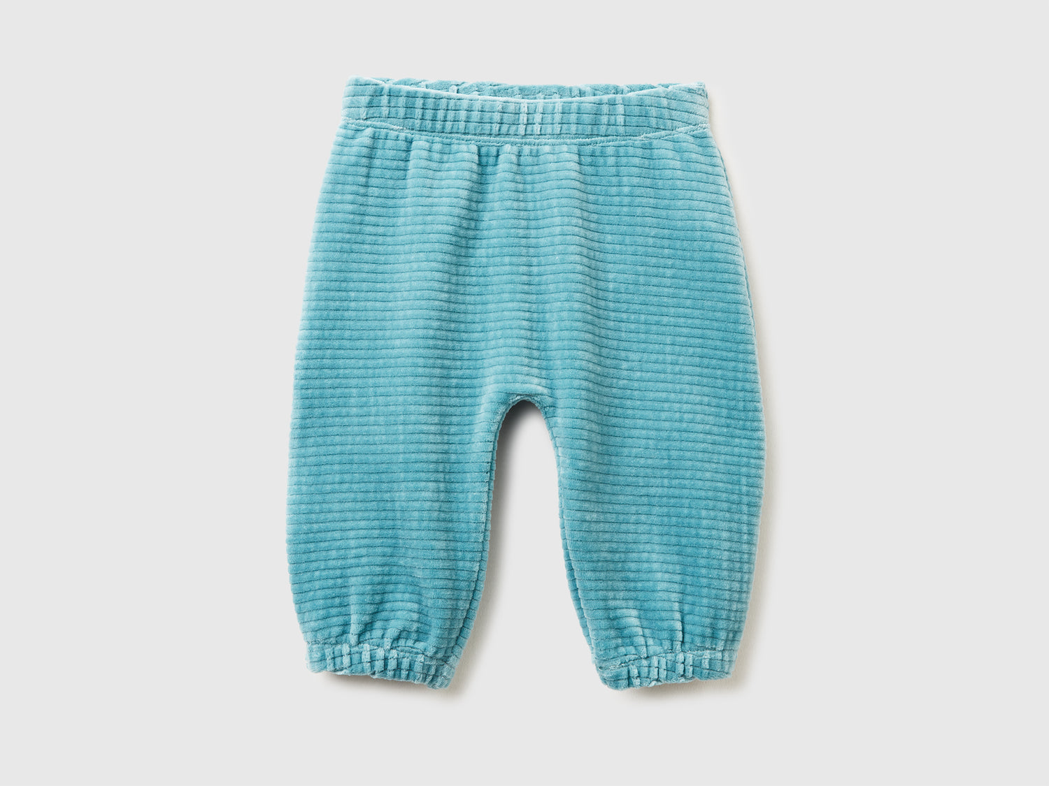 Pantaloni in ciniglia con ricamo da neonato verde ottanio | Benetton Outlet