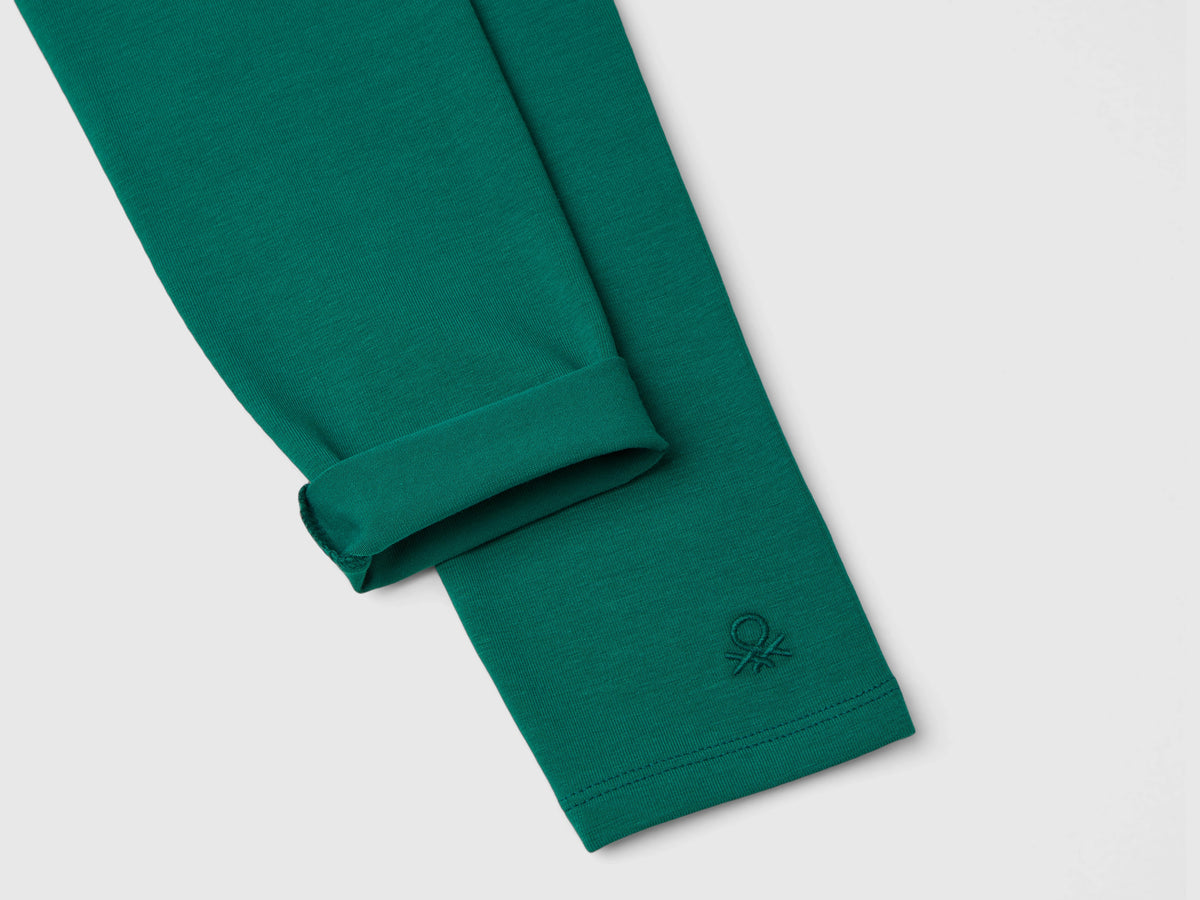 Leggings in cotone stretch con logo