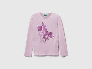 Maglietta con stampa glitter