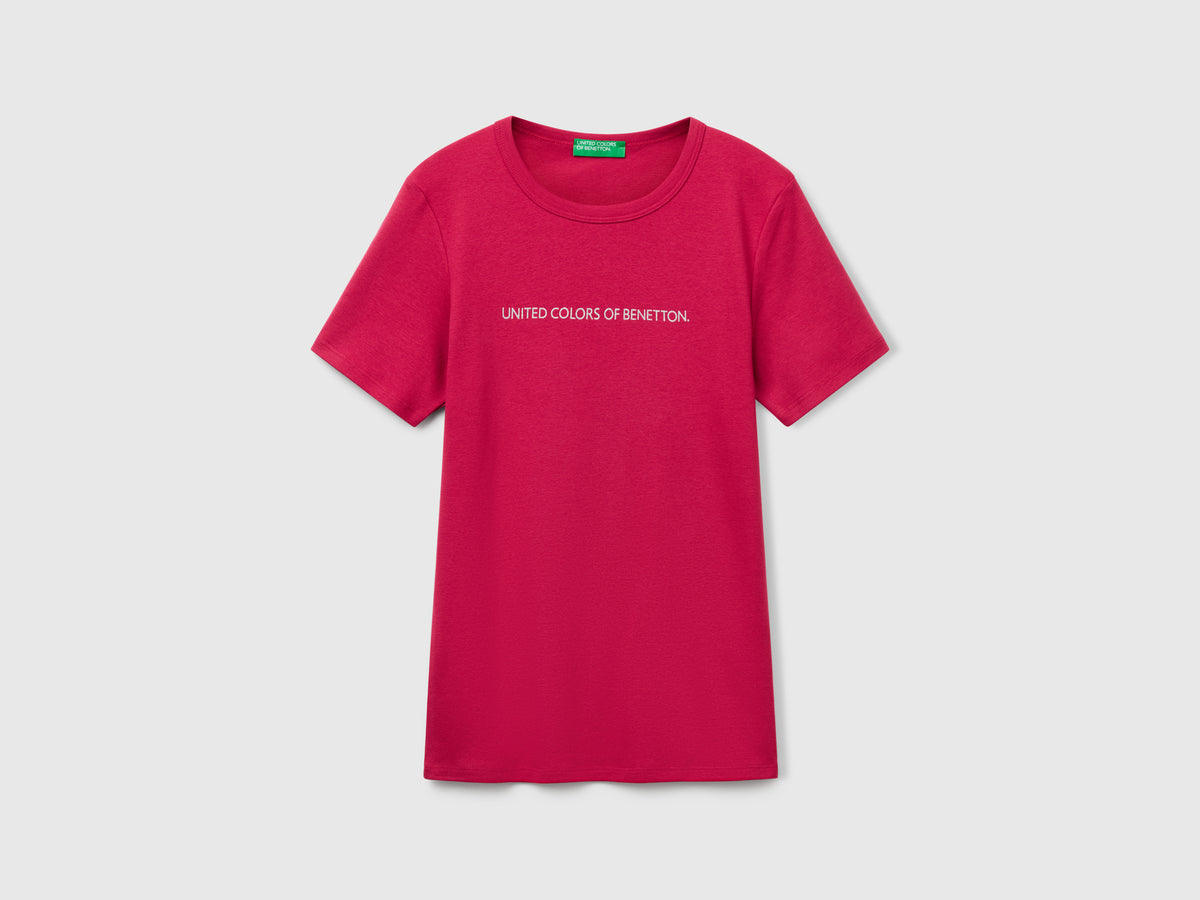 T-shirt 100% cotone con stampa logo glitter