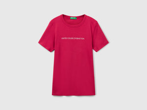 T-shirt 100% cotone con stampa logo glitter