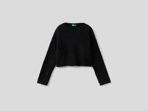Maglia cropped effetto bouclé