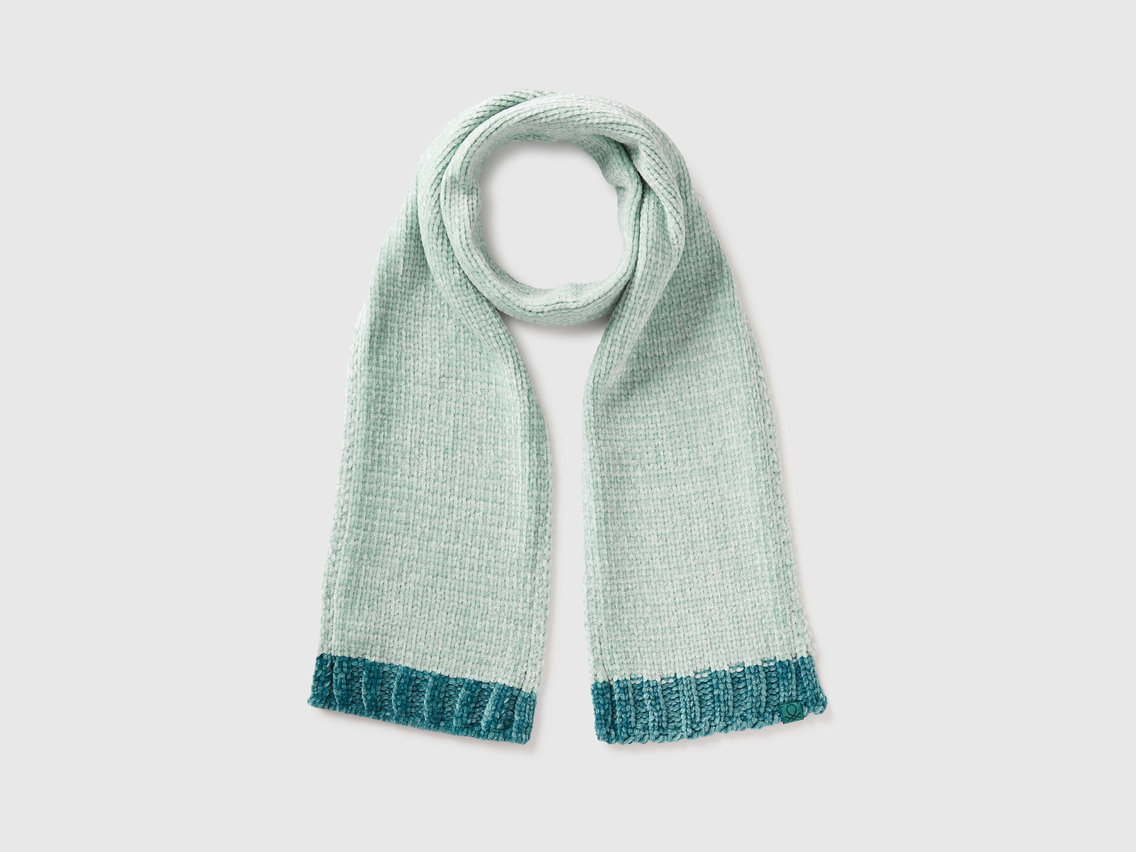 Sciarpa color block in ciniglia da bimbo verde acqua | Benetton Outlet