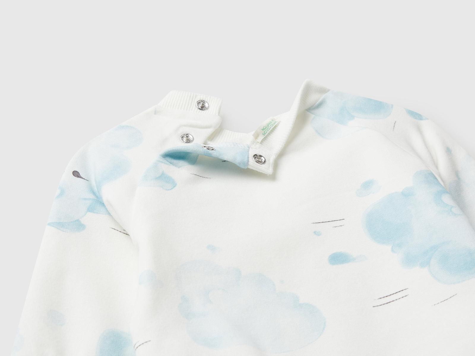 Completino in felpa con stampa da neonato celeste 3 | Benetton Outlet