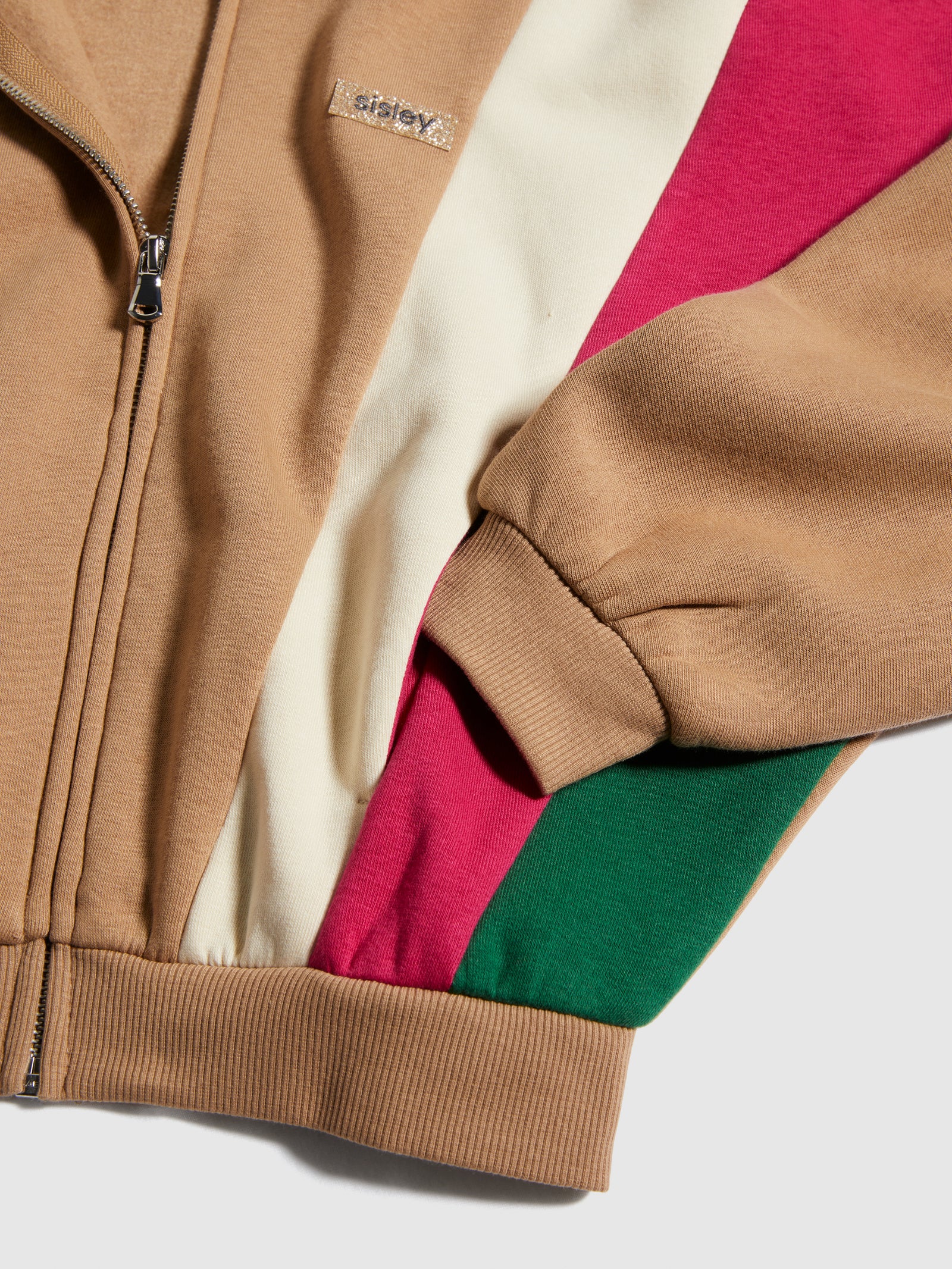 Felpa over color block da bambina cammello 3 | Sisley young Outlet