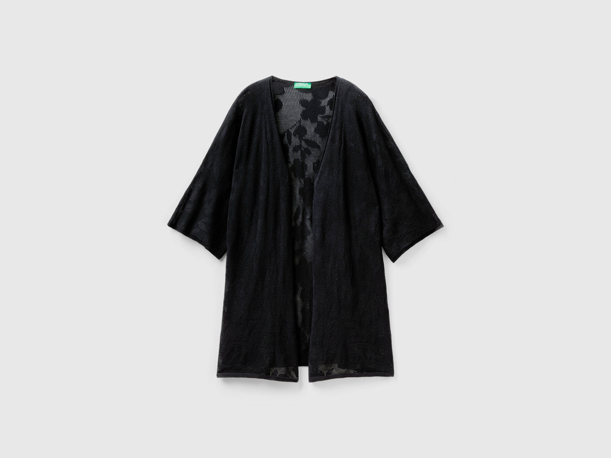 Cardigan lungo con motivo fiori