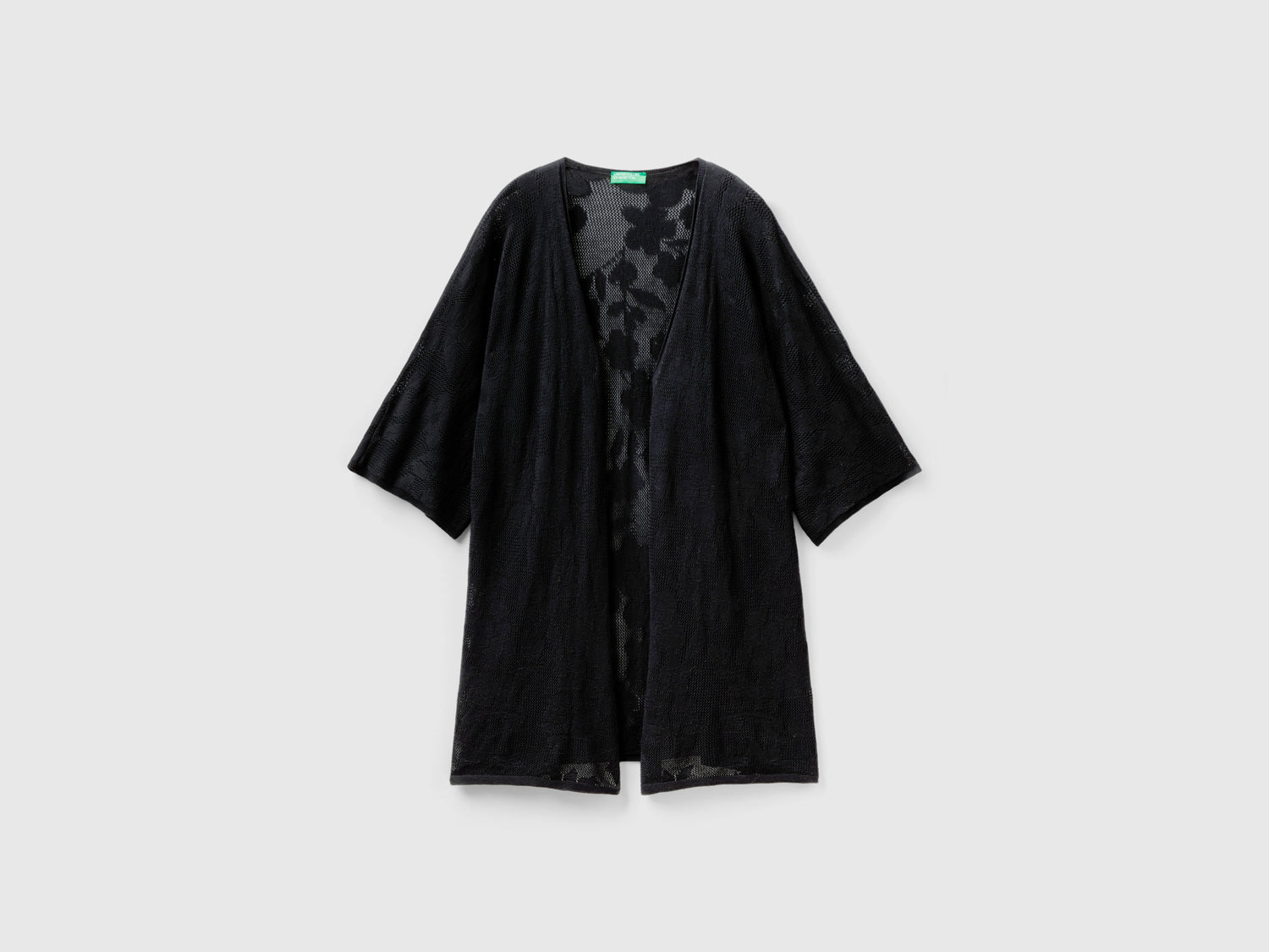 Cardigan lungo con motivo fiori da donna nero | Benetton Outlet