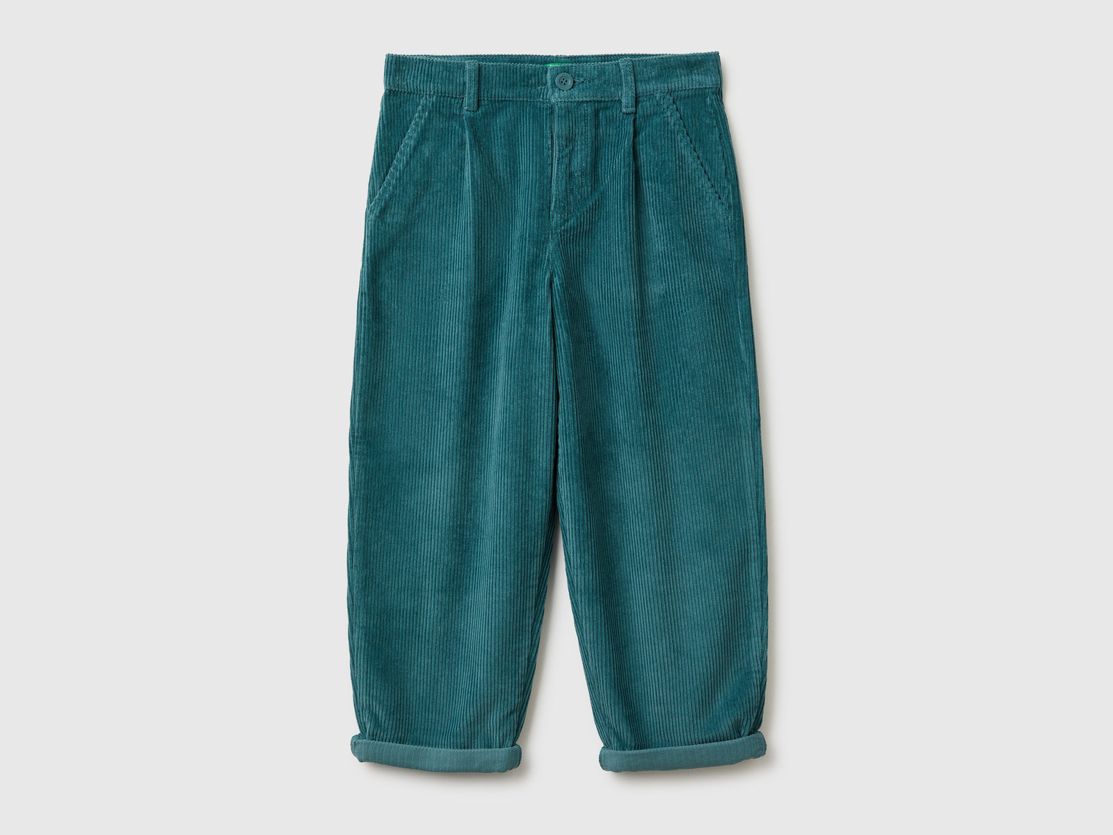 Pantaloni baloon fit in velluto da bambino turchese | Benetton Outlet