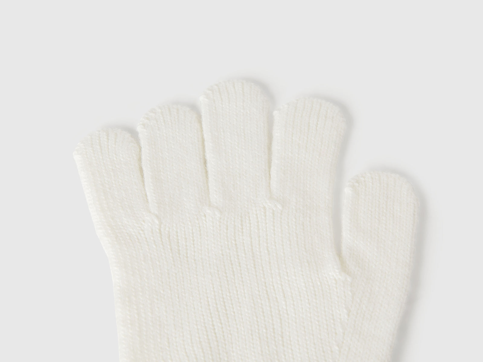 Guanti in maglia con logo da bambino bianco panna 2 | Benetton Outlet