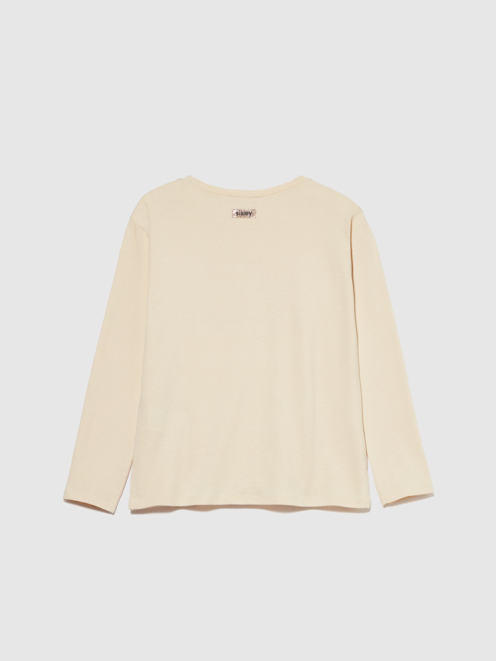 T-shirt con ricamo e paillettes da bambina bianco panna 2 | Sisley young Outlet