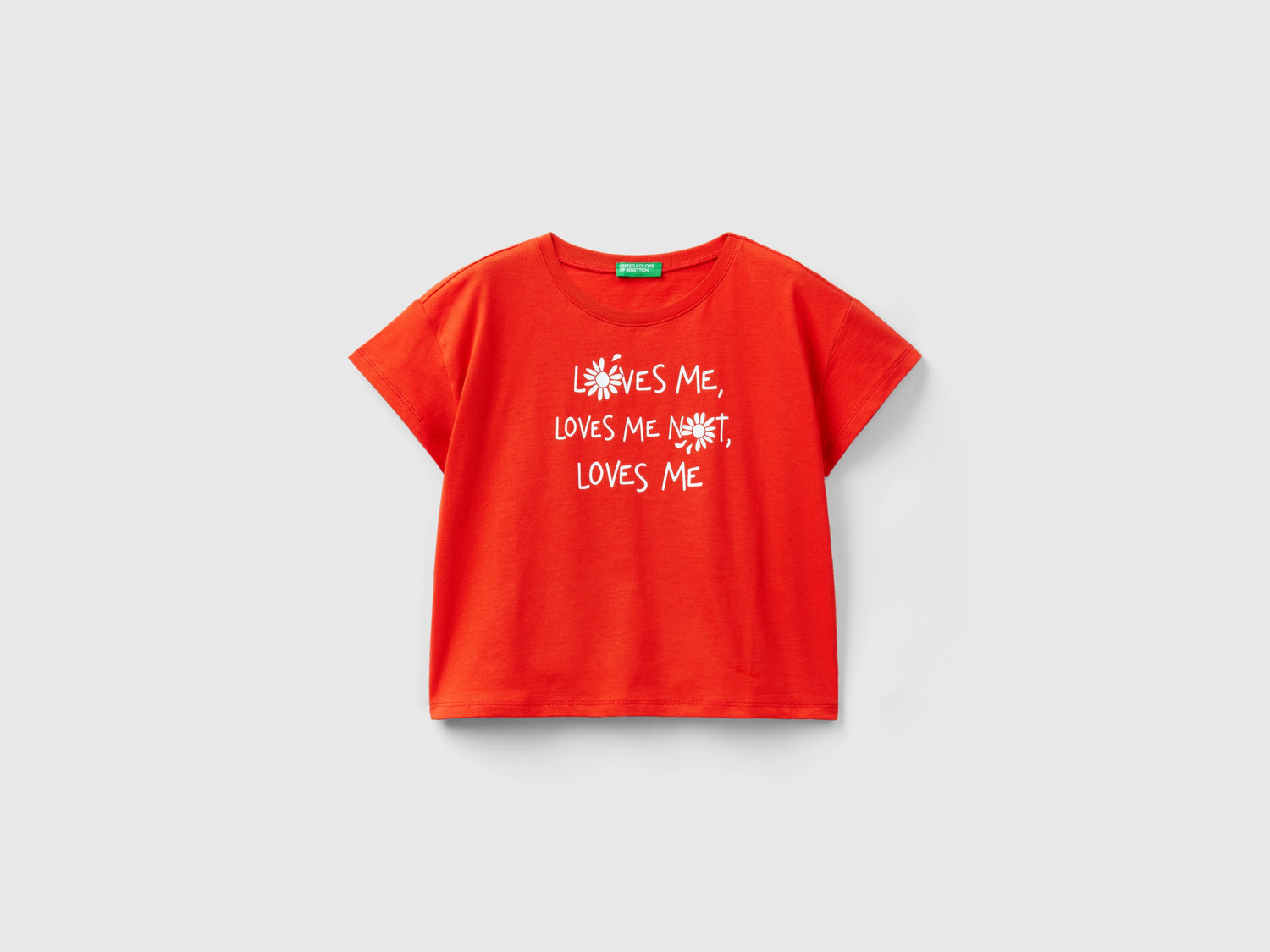 Maglietta boxy fit in cotone bio da bambina rosso | Benetton Outlet