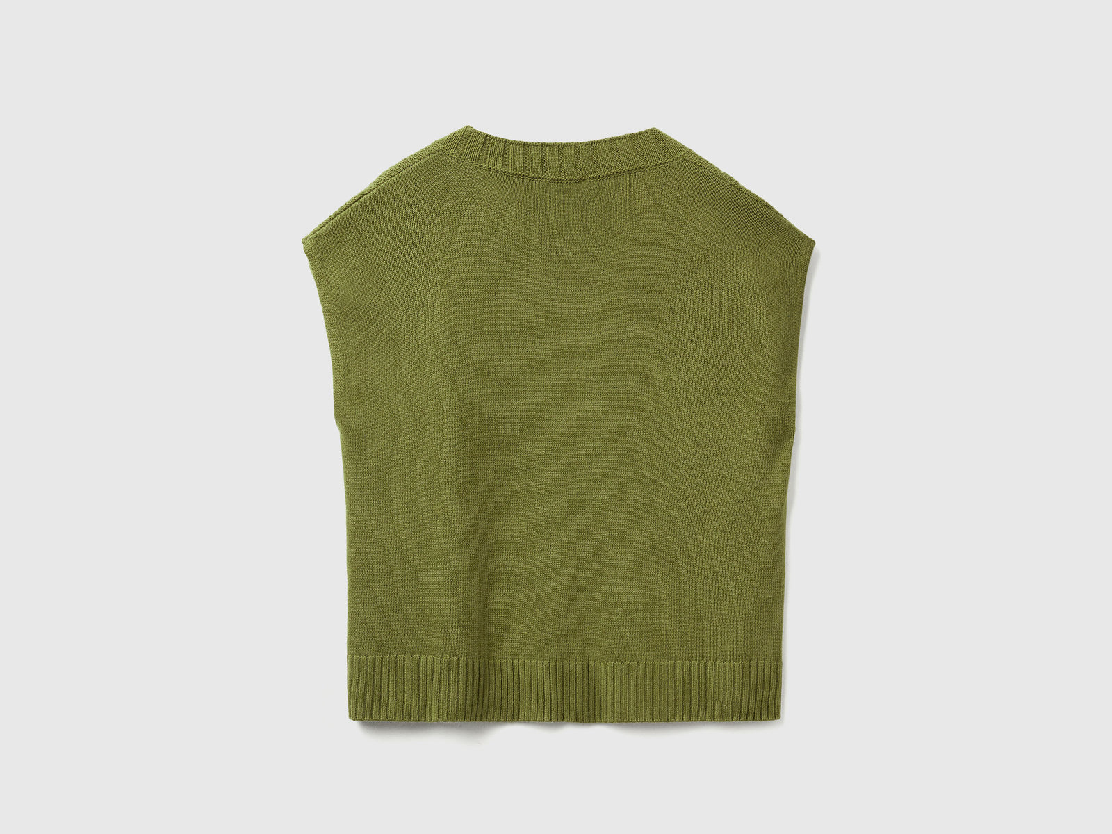Gilet con scollo a V in misto lana da donna verde militare 2 | Benetton Outlet