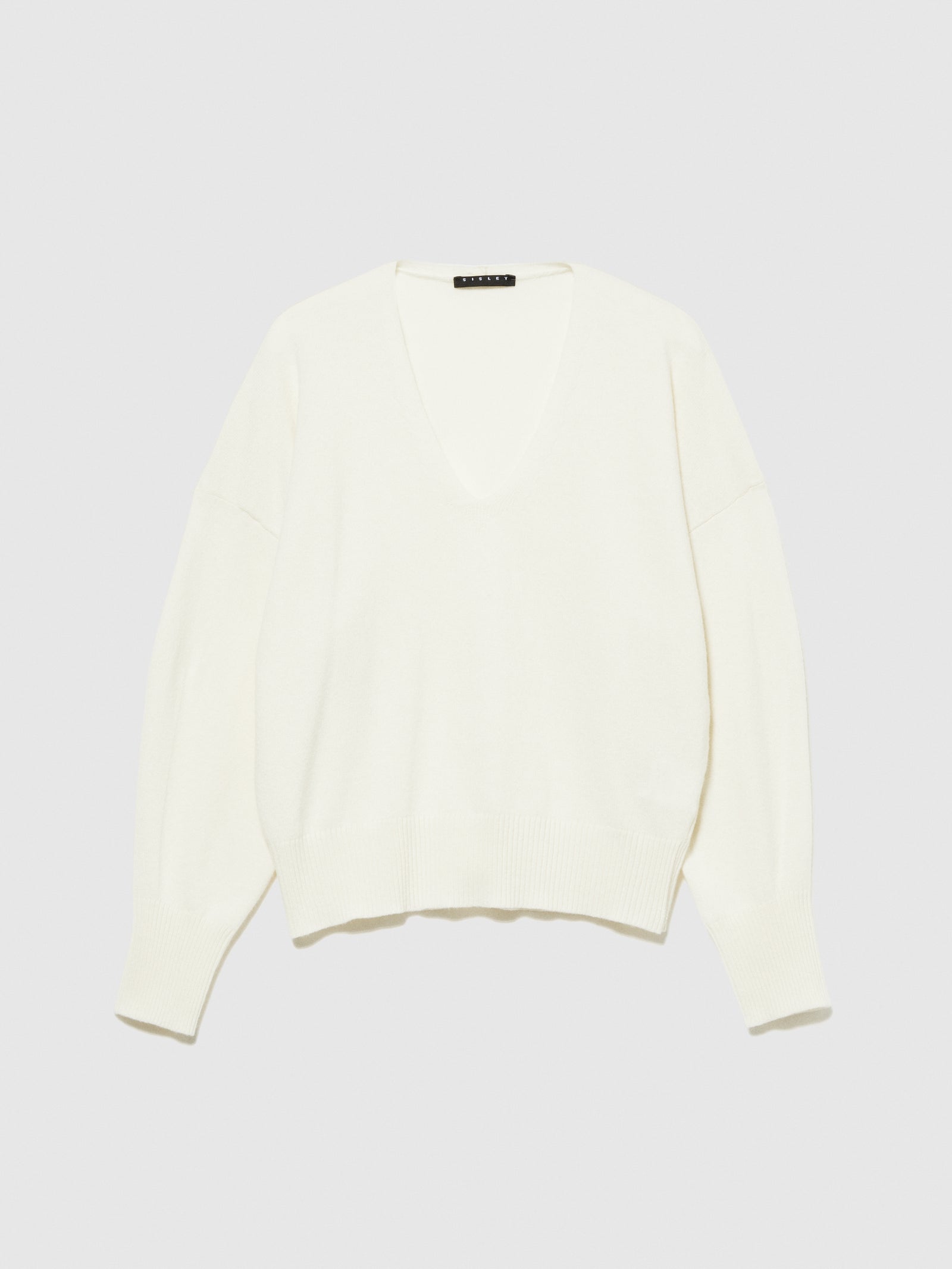 Maglia scollo a V da donna bianco | Sisley Outlet