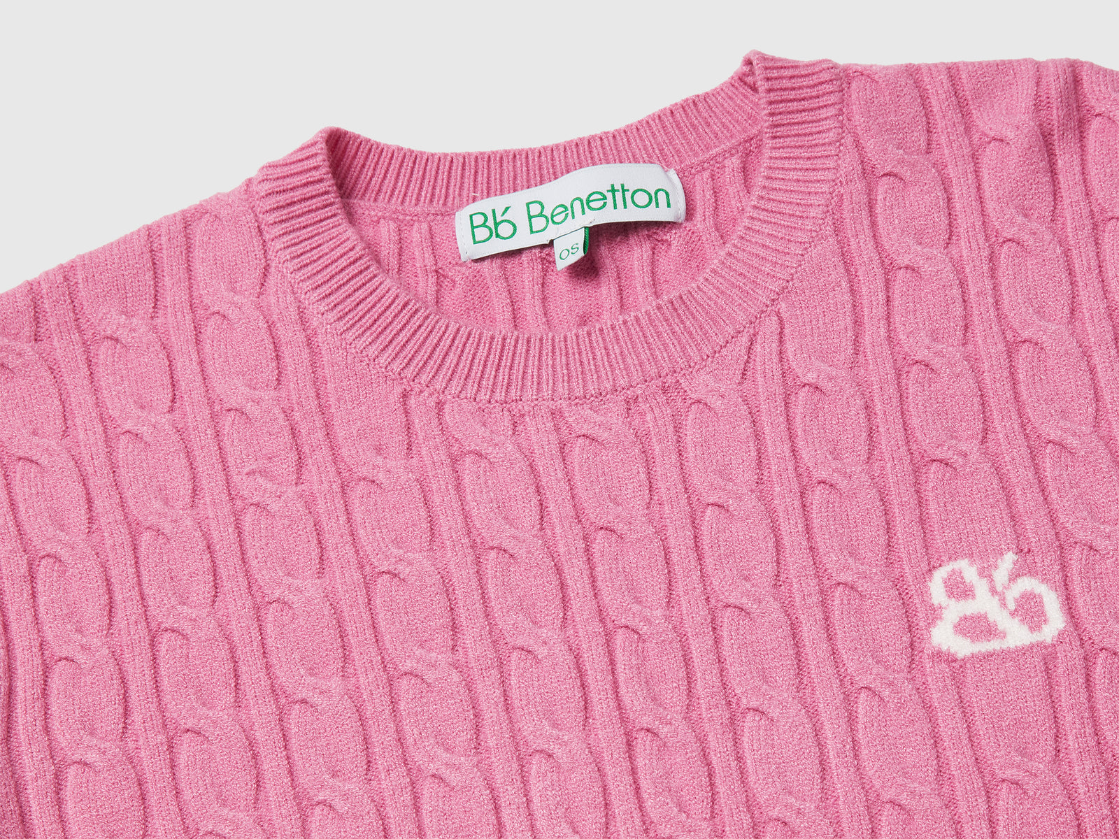 Maglione con trecce da donna rosa 3 | Benetton Outlet
