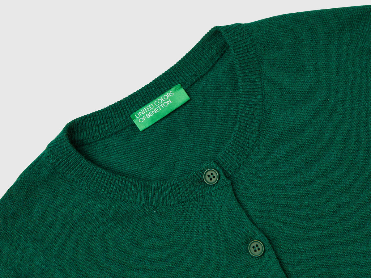 Cardigan verde bosco in misto lana e cashmere