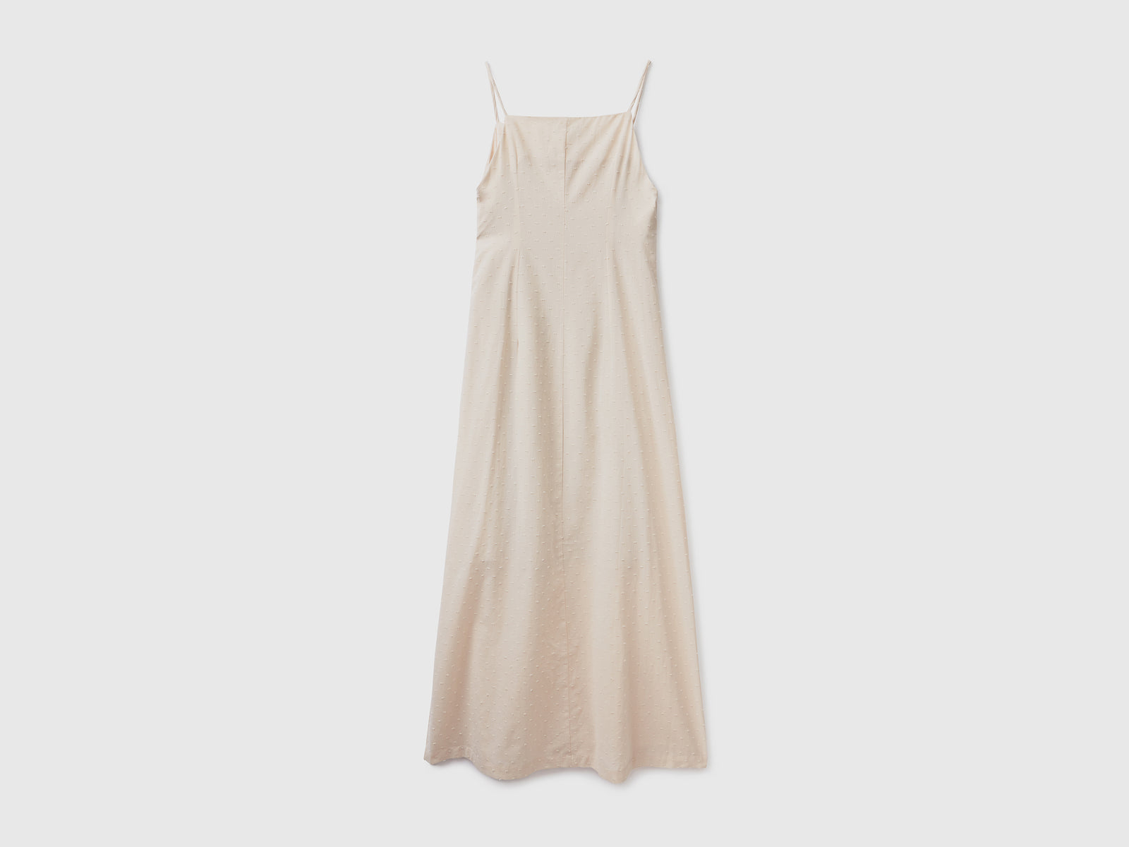 Abito midi realizzato in tessuto di puro cotone ricamato da donna beige 2 | Benetton Outlet