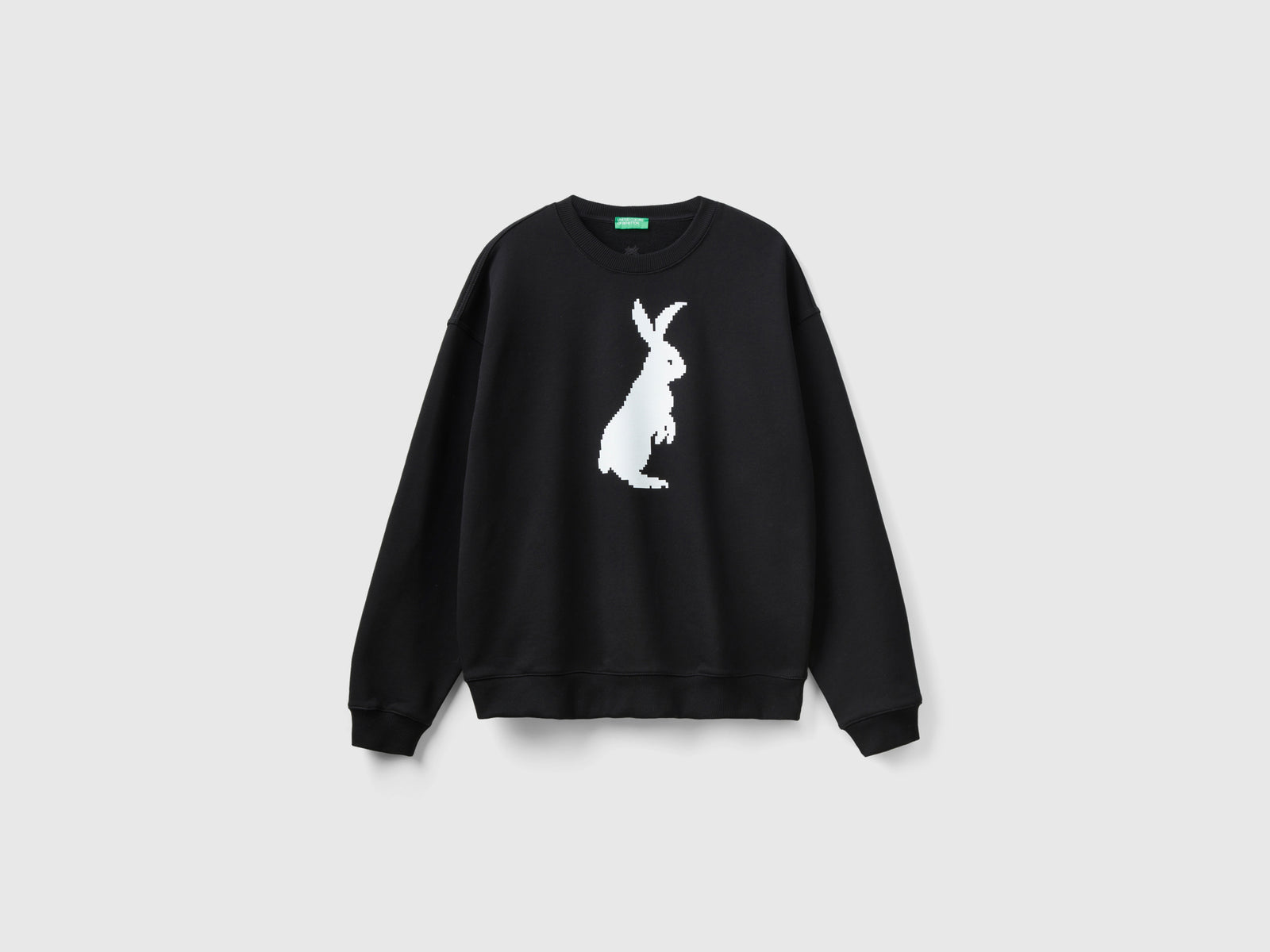 Felpa con stampa coniglio da uomo nero | Benetton Outlet