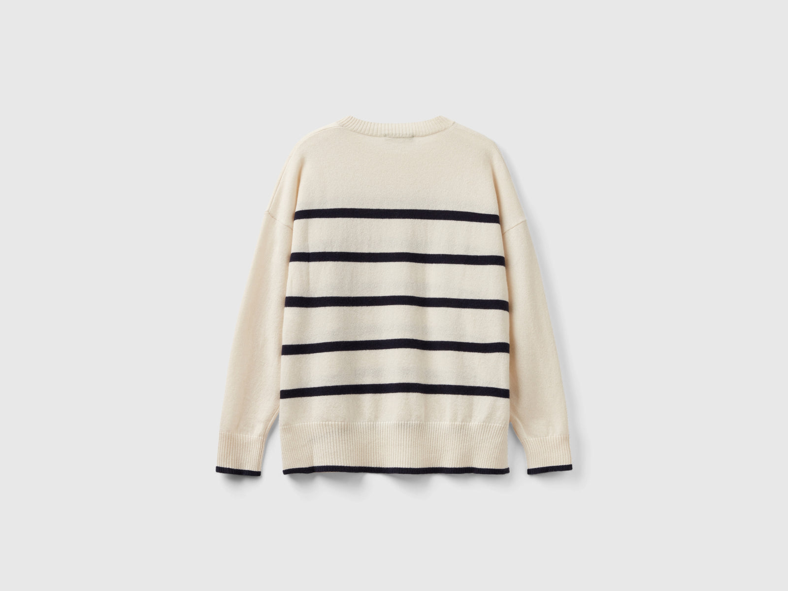 Maglia con righe in puro cashmere da donna bianco panna 2 | Benetton Outlet