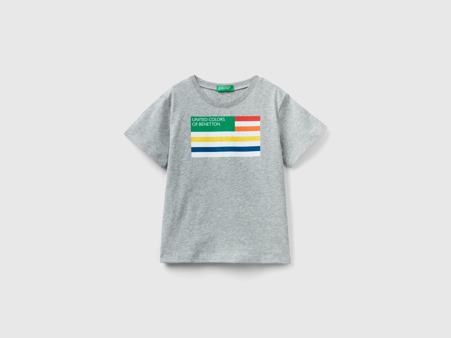 T-shirt 100% cotone bio con stampa da bimbo grigio chiaro | Benetton Outlet