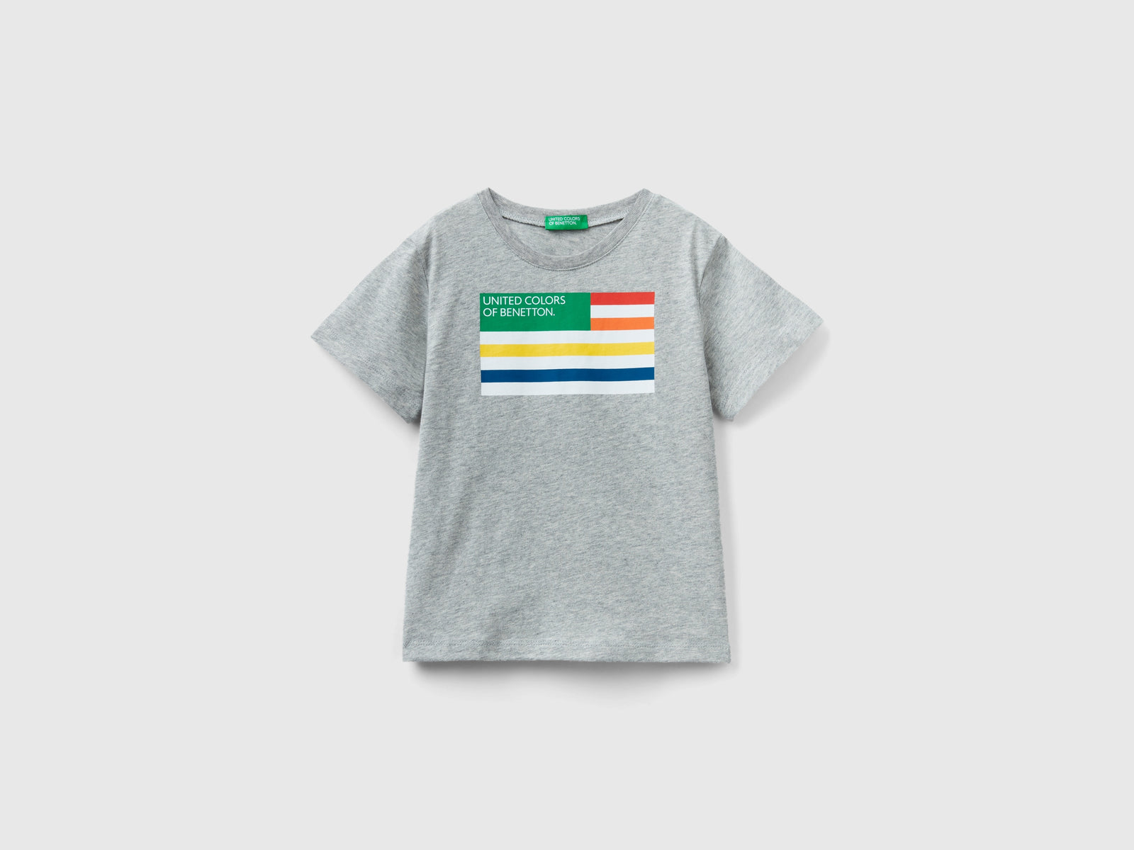 T-shirt 100% cotone bio con stampa da bimbo grigio chiaro | Benetton Outlet