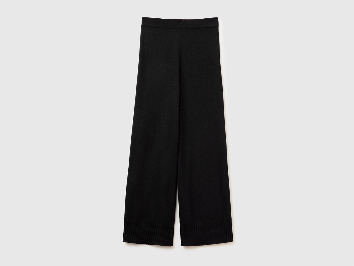 Pantaloni ampi in misto lana e cashmere