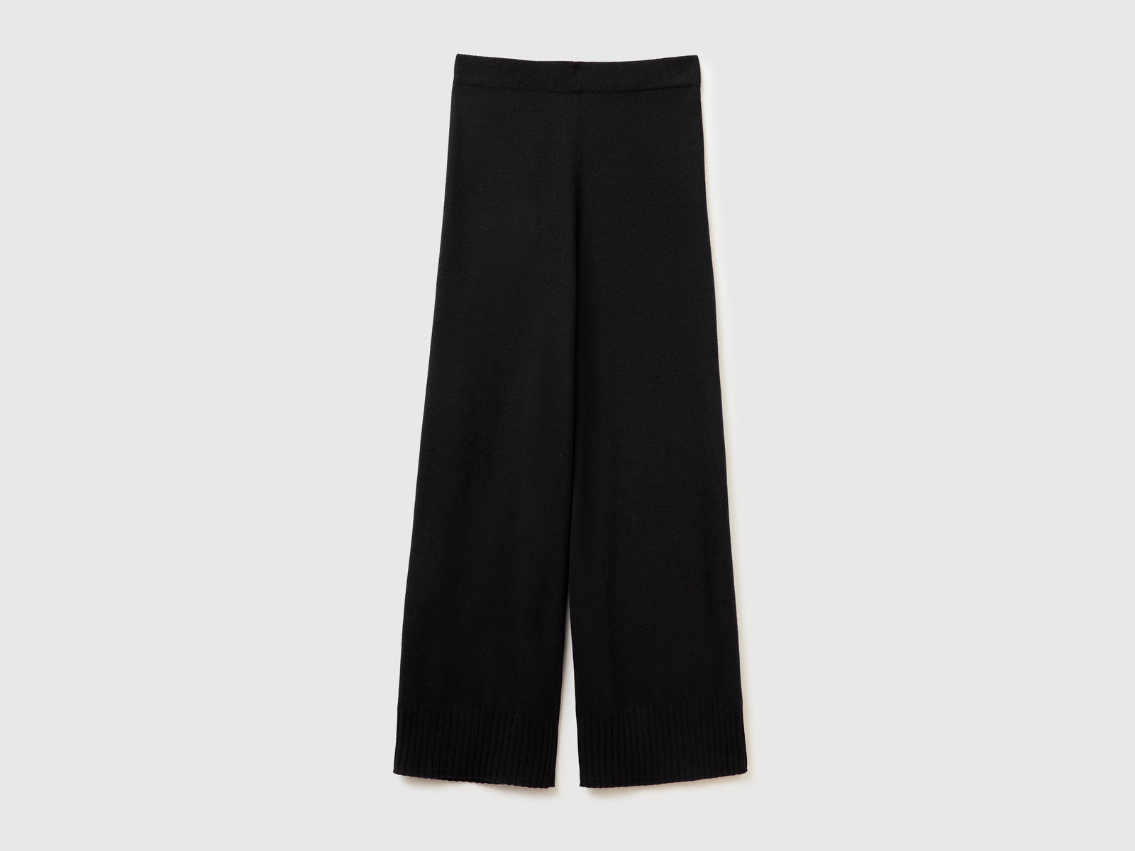 Pantaloni ampi in misto lana e cashmere da donna nero 2 | Benetton Outlet