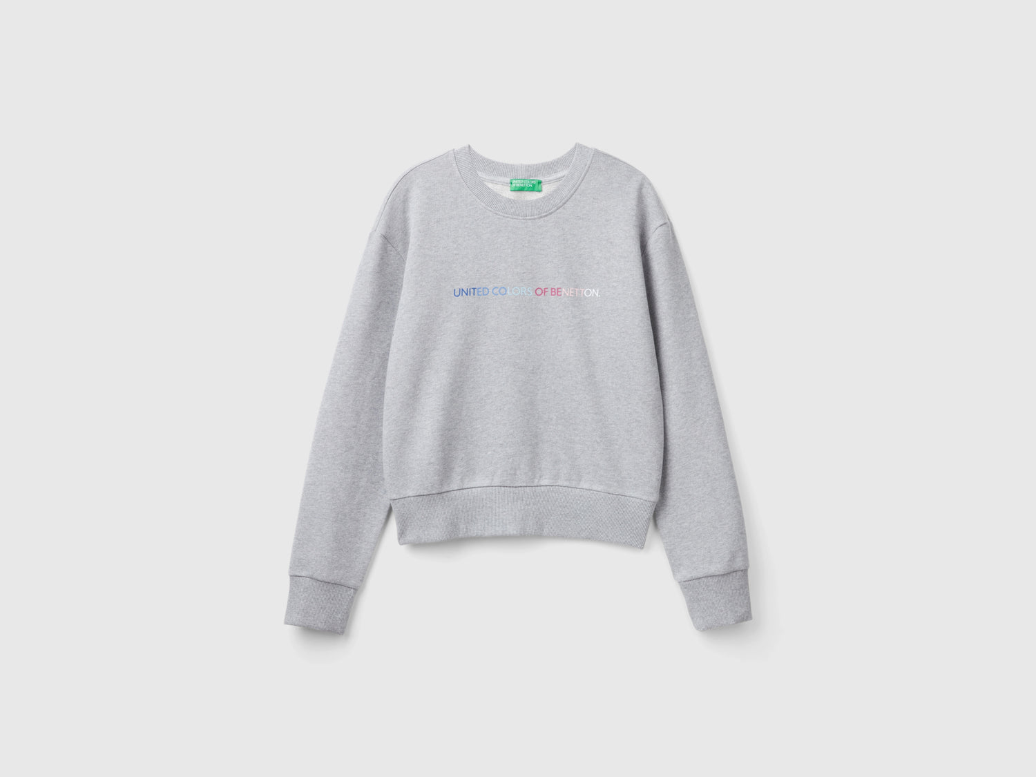 Felpa 100% cotone con stampa logo da donna grigio chiaro | Benetton Outlet