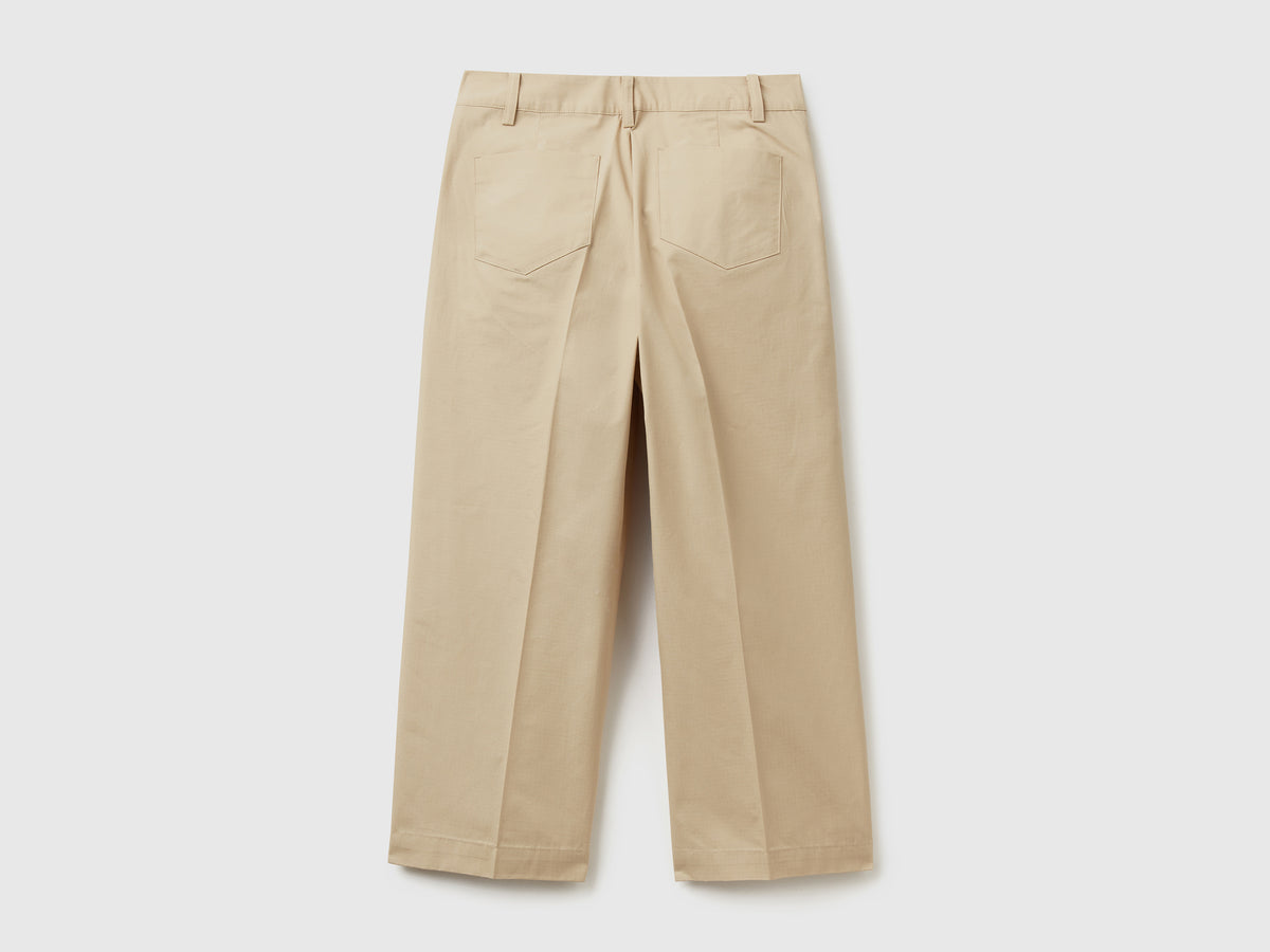 Pantaloni lunghi in puro cotone con gamba ampia