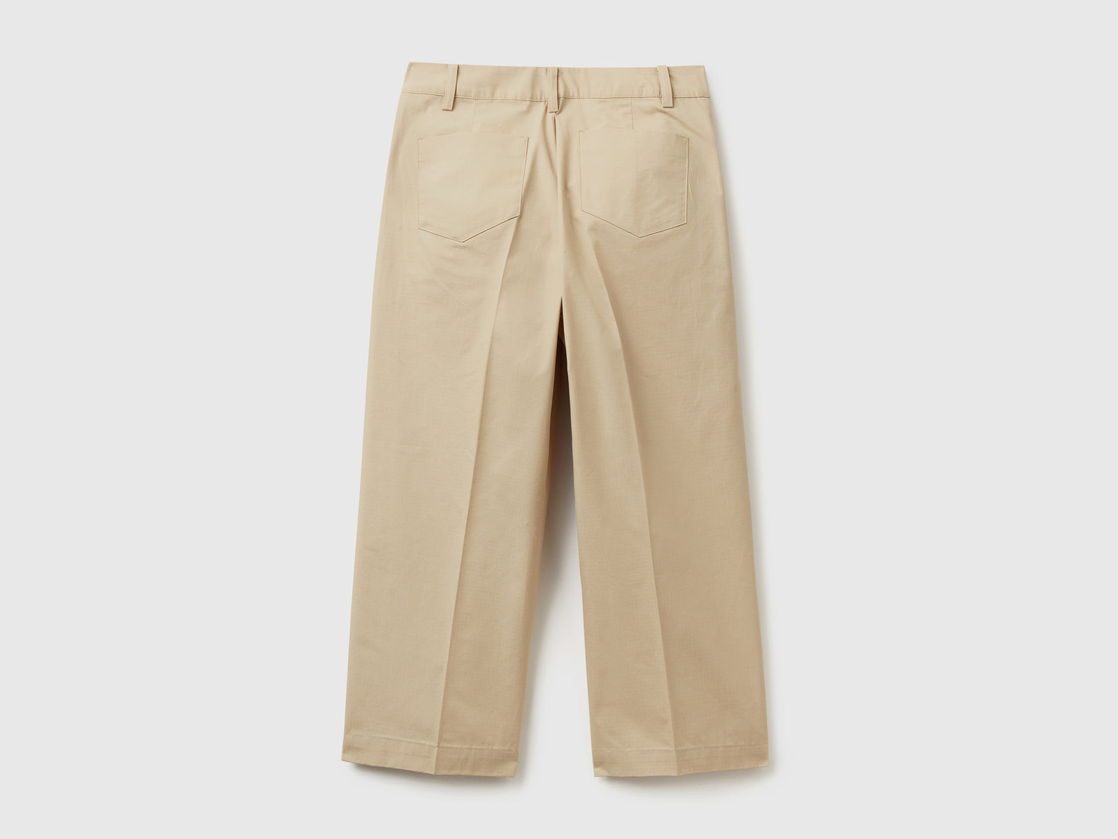 Pantaloni lunghi in puro cotone con gamba ampia da donna beige 2 | Benetton Outlet