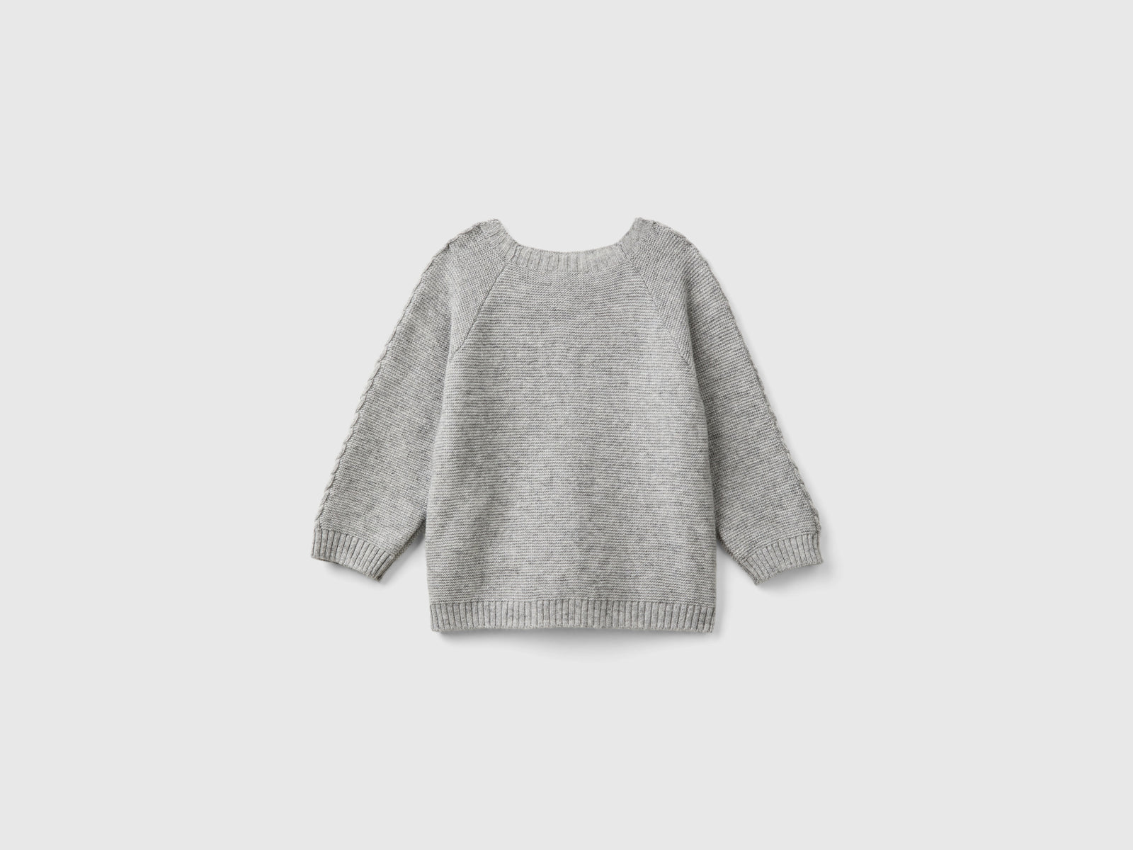 Cardigan con trecce in misto lana riciclata da neonato grigio chiaro 2 | Benetton Outlet