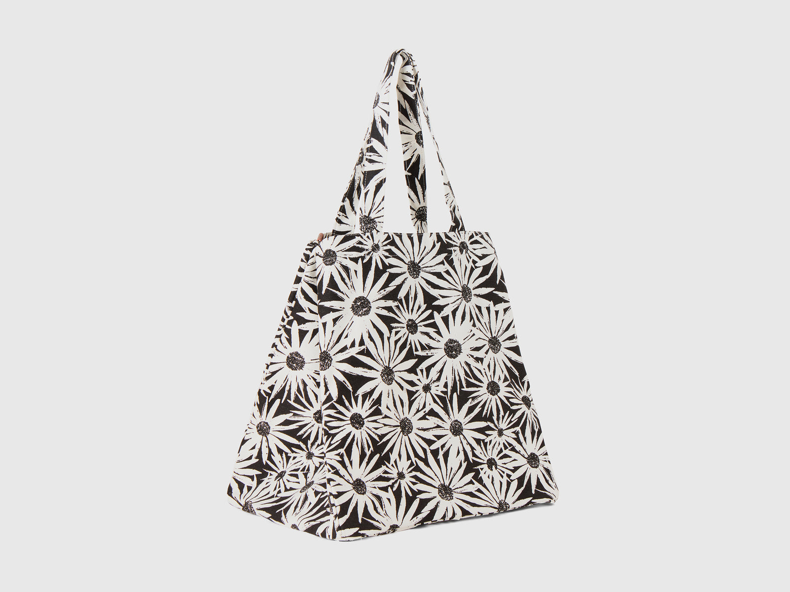 Shopping bag a fiori da donna nero 2 | Benetton Outlet