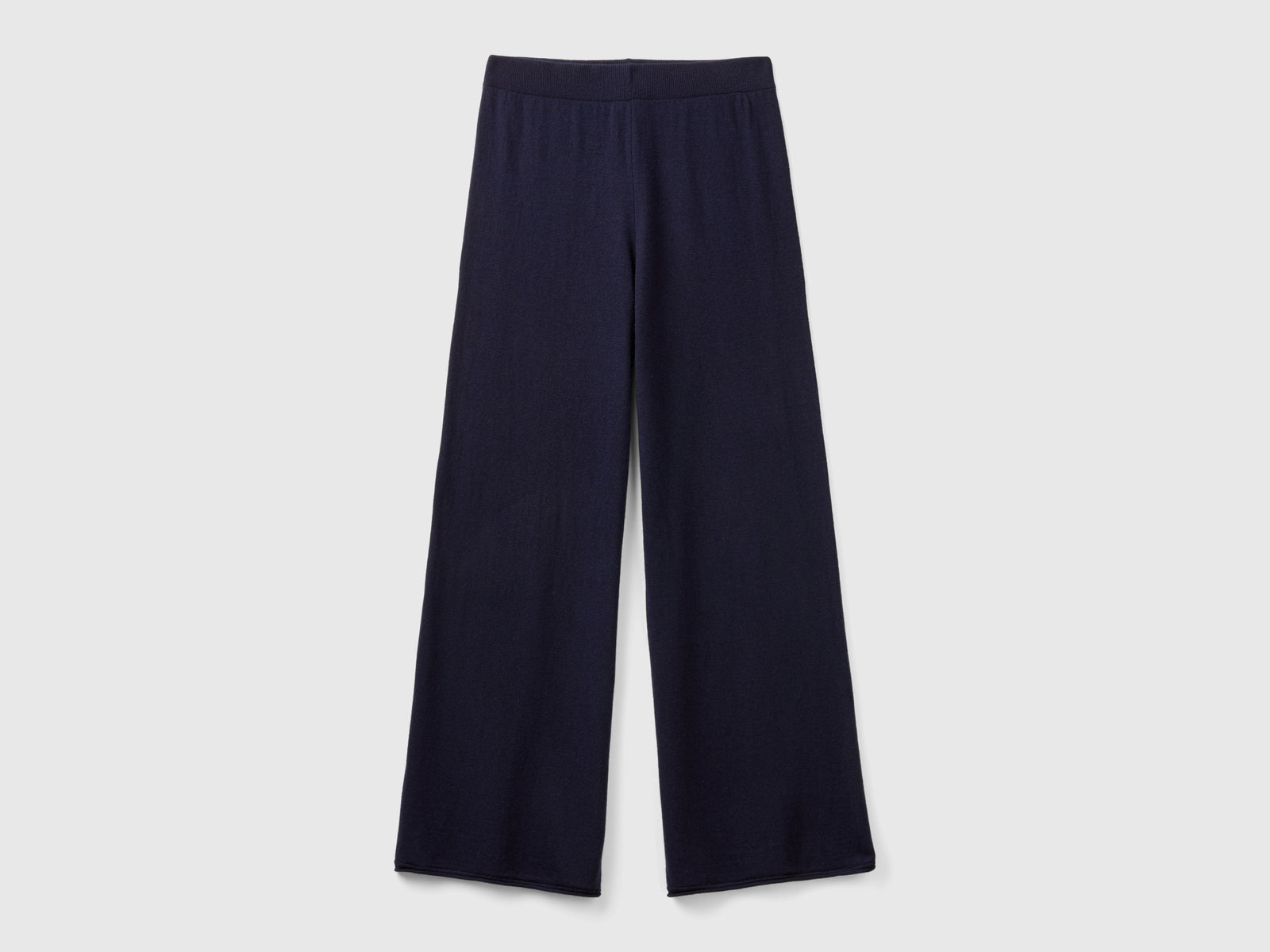 Wide trousers in wool and cashmere blend da donna blu scuro | Benetton Outlet