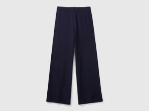 Wide trousers in wool and cashmere blend