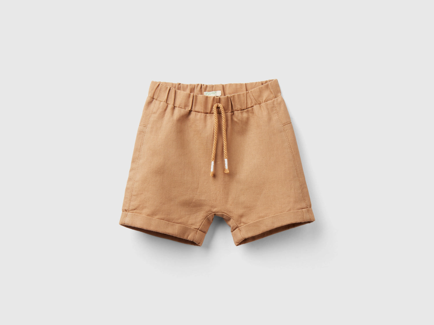 Shorts in misto lino da neonato beige | Benetton Outlet