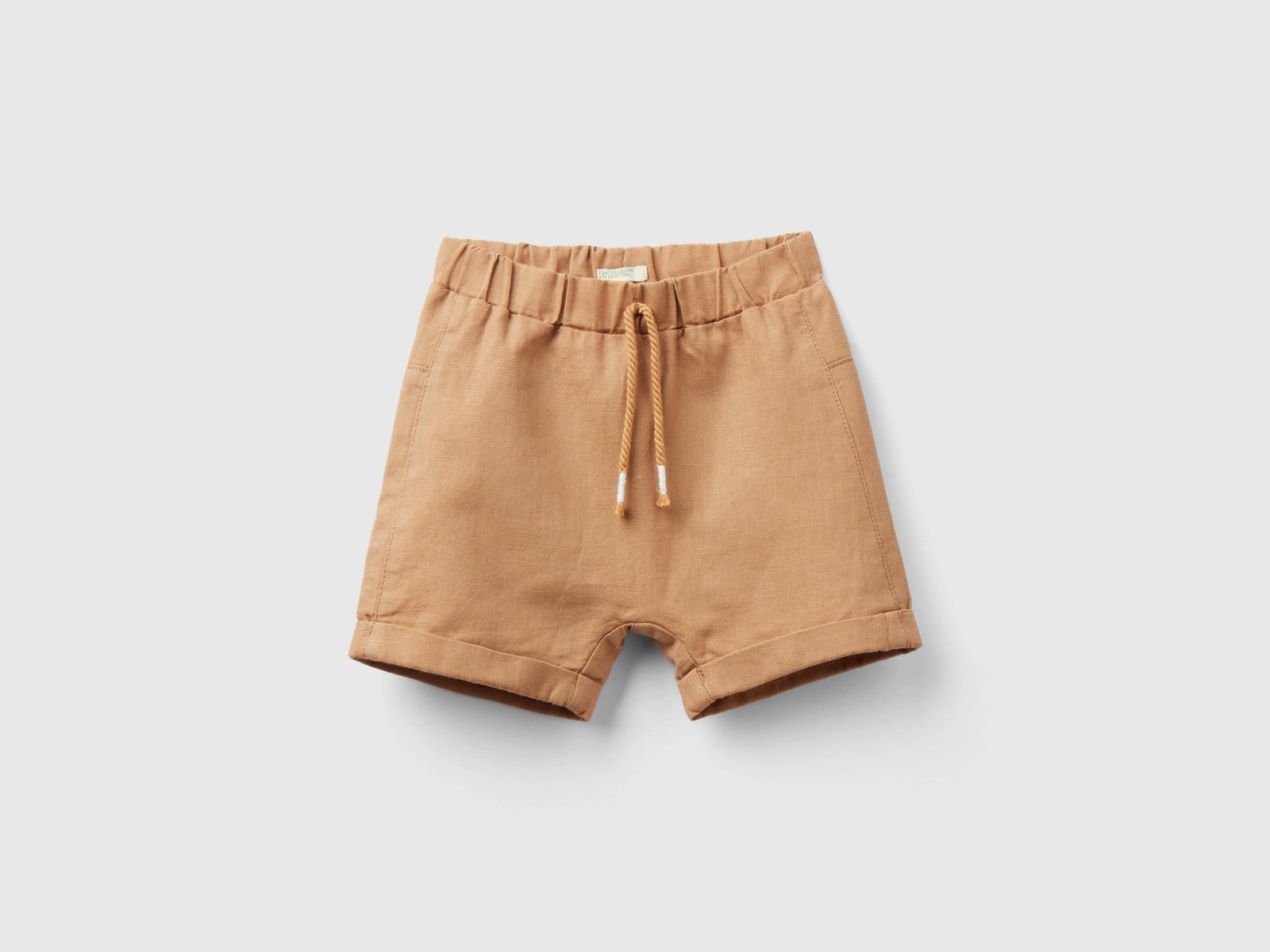 Shorts in misto lino da neonato beige | Benetton Outlet