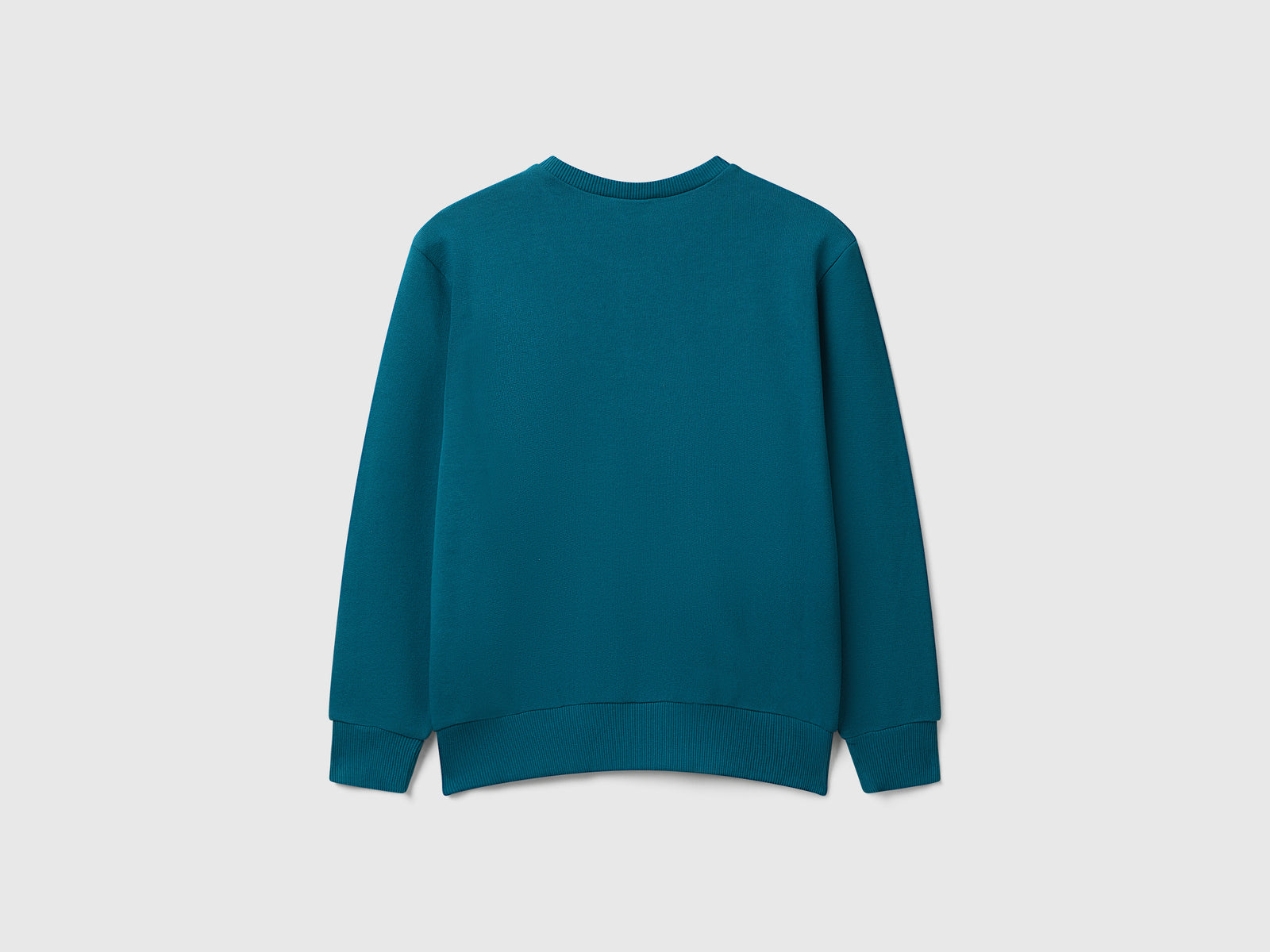 Felpa con logo in cotone da bambino verde ottanio 2 | Benetton Outlet