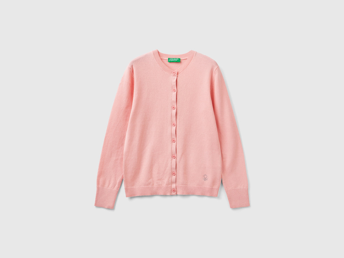 Cardigan girocollo in misto cotone