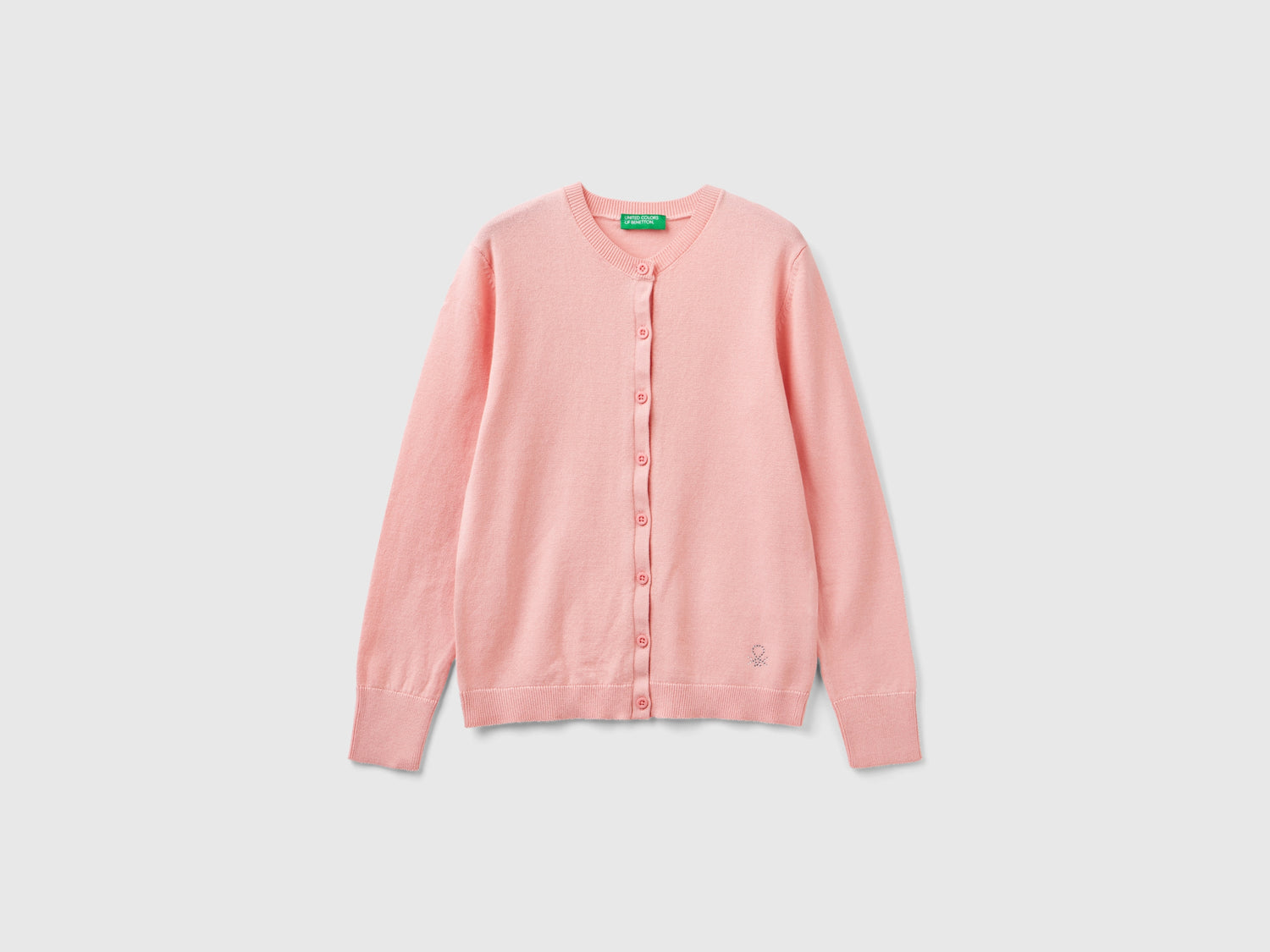 Cardigan girocollo in misto cotone da bambina rosa | Benetton Outlet