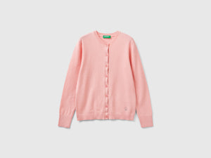 Cardigan girocollo in misto cotone